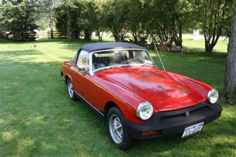 1975 Red Mg Midget With Black Convertible Top Classic Mg Midget 1975