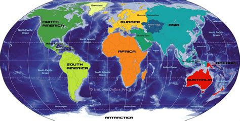 Map With Names Of Continents And Oceans Canada Map