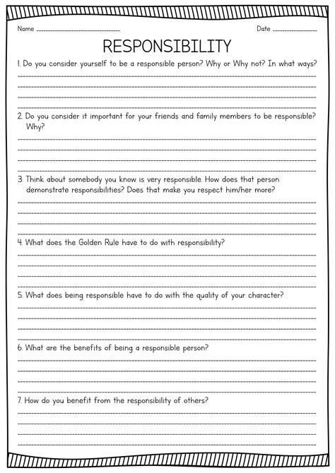 Personal Responsibility Worksheet Counseling Worksheets Therapy Worksheets Counseling