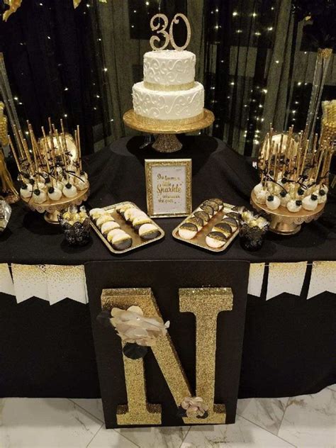 A customized mens birthday party for a great guy turning 30. 30th Gold and Black themed 30th Birthday Party | Gold ...