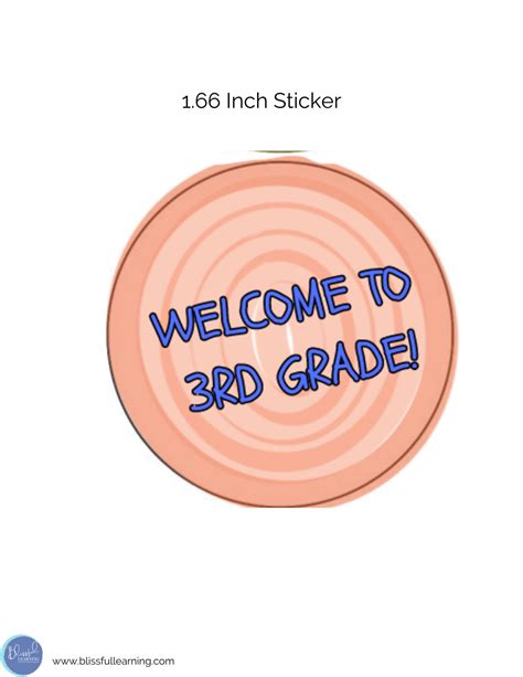 Welcome To 3rd Grade Printable Sticker Back To School Sticker First