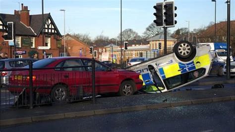Greater Manchester Police Car Overturns On 999 Call Bbc News