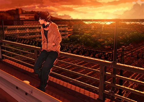 Download The Lonely Path Of A Sad Anime Boy Wallpaper