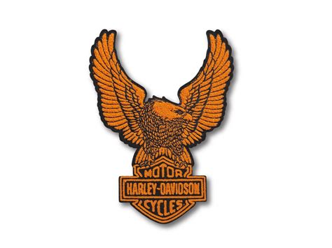 Harley Davidson Emblem Patch Upwing Eagle Orange