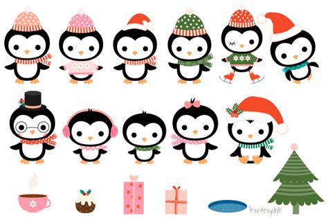 Check spelling or type a new query. Christmas penguins clipart set, Cute penguin clip art ...