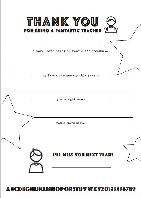 Teacher Thank You Letter Free Printable Template For Kids