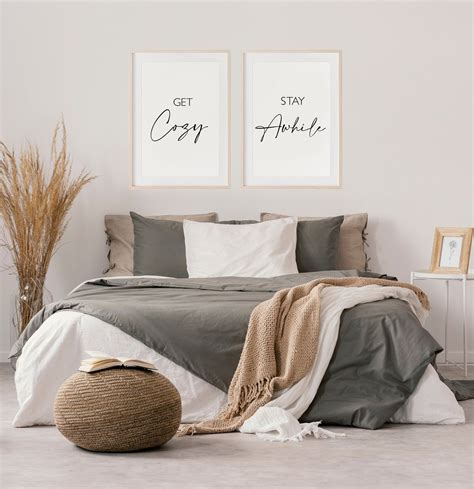 Guest Room Prints Get Cozy Stay Awhile Wall Art Set of | Etsy in 2021