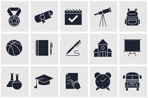 Academic School And Education Set Icon Symbol Template For Graphic And