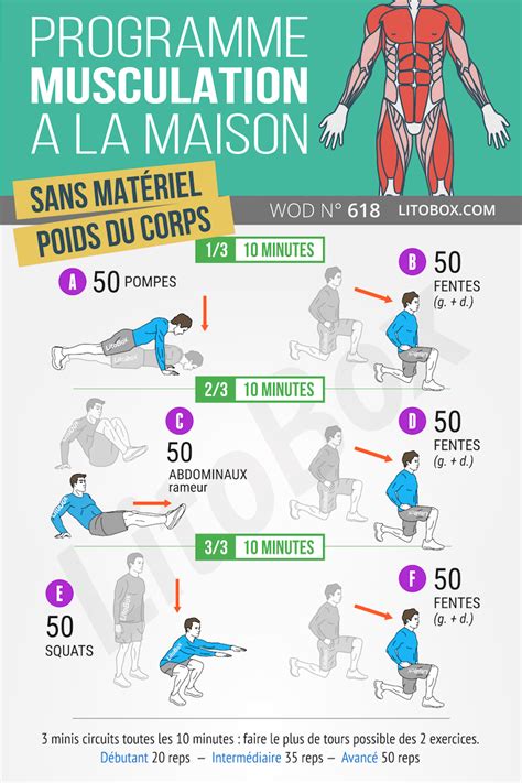 Programme De Musculation La Maison Avec Exercices Au Poids Du Corps Et Sans Mat Riel Dans