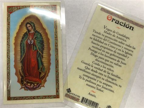 Holy Prayer Cards For The Virgen De Guadalupe Our Lady Of