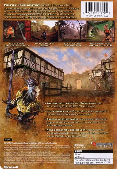 The Elder Scrolls Iii Morrowind 2002 Xbox Box Cover Art Mobygames