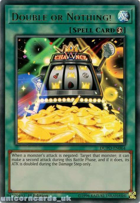 Card information and card art. DUPO-EN064 Double or Nothing! Ultra Rare 1st Edition Mint YuGiOh Card:: Unicorn Cards - The UK's ...