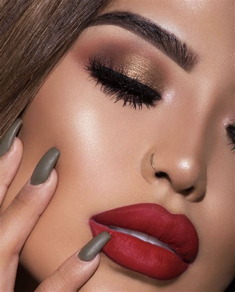 Matte Red Lips And Golden Smokey Eye Look By Iluvsarahii