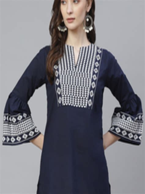 Buy Bhama Couture Women Navy Blue And White Printed Tunic Tunics For