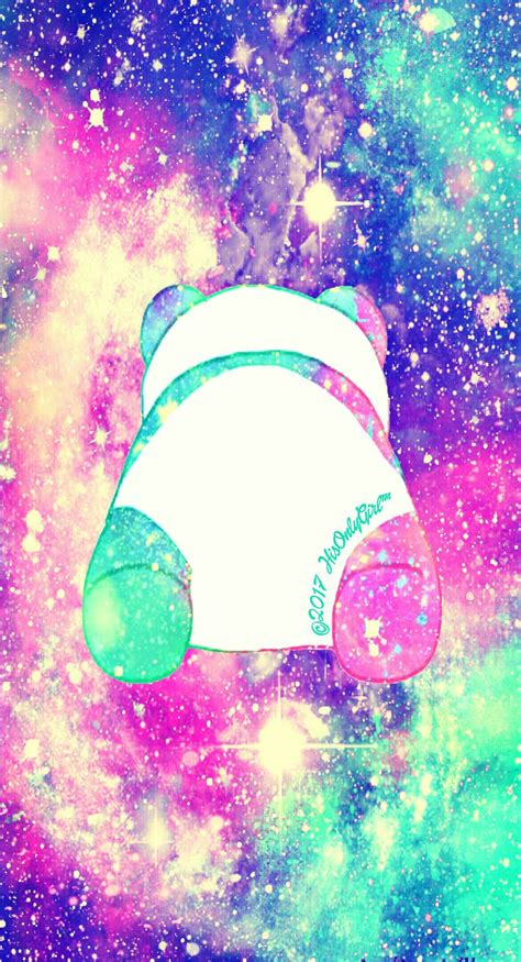 Colorful Panda Cheeks Galaxy Wallpaper I Created For The App Cocoppa Panda Background Cute