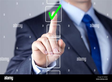 Businessman Making Right Decision Touching Screen Interface Stock Photo