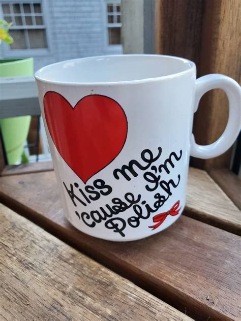 Kiss Me Cause Im Polish Vintage Mug Polish Pride Mug Polish Love