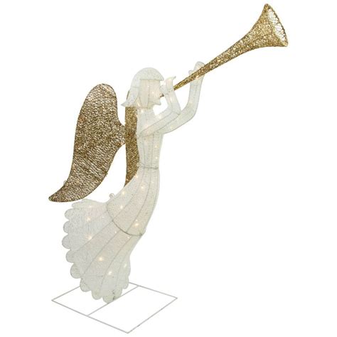 Northlight 48 Lighted Glittered Silver And Gold Trumpeting Angel