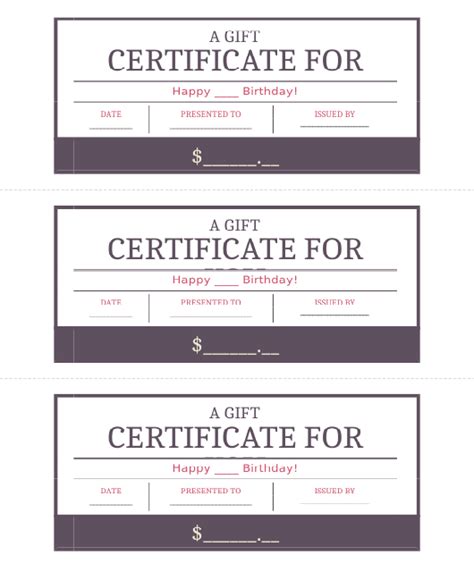Free Birthday T Certificate Templates Customize Download And Print