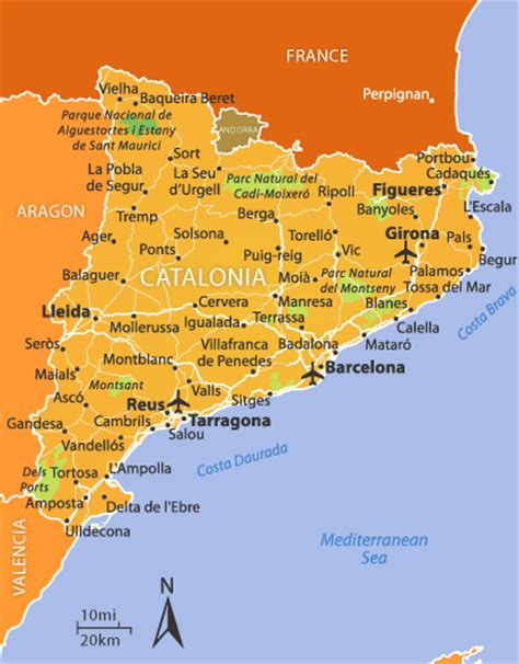 Mapa hiszpania wraz ze spisem ulic i punktów użyteczności publicznej (poi). Katalonia - Przewodnik po Hiszpanii
