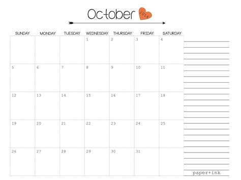 Free Printable Calendar October 2014