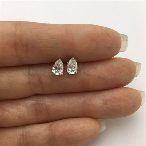 Carat Diamond Stud Earrings Pear Cut Teardrop Shape K Etsy