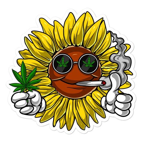 Sunflower Smoking Weed Vinyl Sticker Hippie Stoner Sticker Etsy