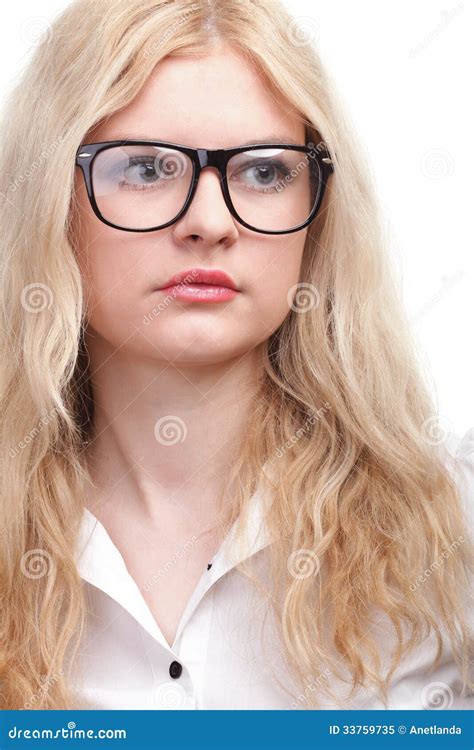 Portrait Of Beautiful Blonde Glasses Woman Stock Image Image Of Cold