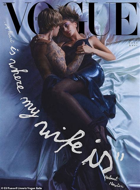 Justin And Hailey Bieber Writhe On A Bed And Kiss Passionately In Sensual Cover For Vogue Italia