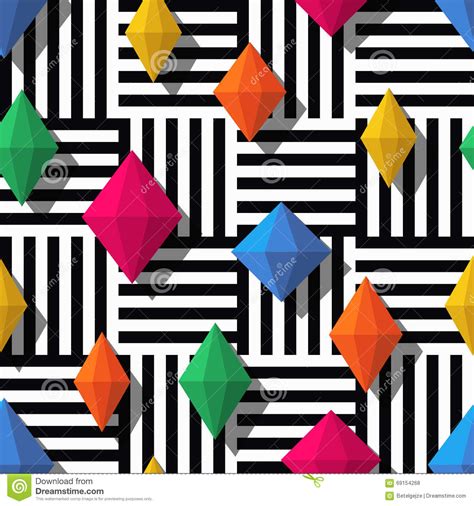 Vector Seamless Pattern With Colorful Diamonds Or Gems Stock Vector