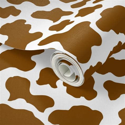 Large Brown Cow Print Fabric Brown Cow Wallpaper Spoonflower