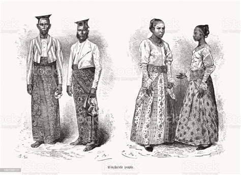 Sinhalese People In Sri Lanka Wood Engravings Published In 1893 Stock