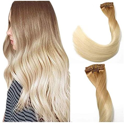 Compared to our dirty blonde human hair extensions with more brown. 120g Clip In Human Hair Extensions Honey Bleach Blonde ...
