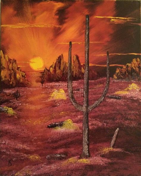 A Southwestern Sunset Arizona Desert Oil On By Kdsoilpaintings