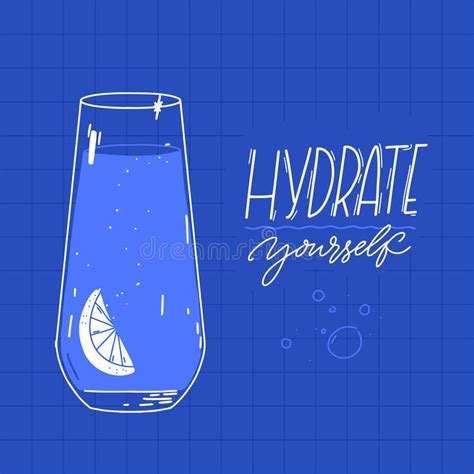 Hydrate Yourself Motivational Calligraphy Inscription On Abstract Blue