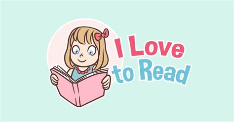 I Love To Read Reading Girl Mascot Logo Graphic Templates Envato