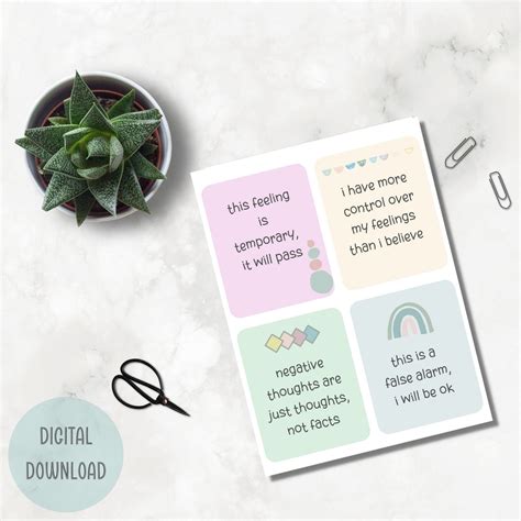 Anxiety Coping Cards Anxiety Statement Cards Therapy Tools Etsy