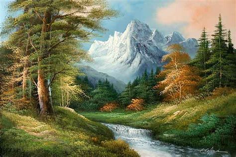 Landscape Painting Original Oil Tree Mountain Nature Autumn Forest