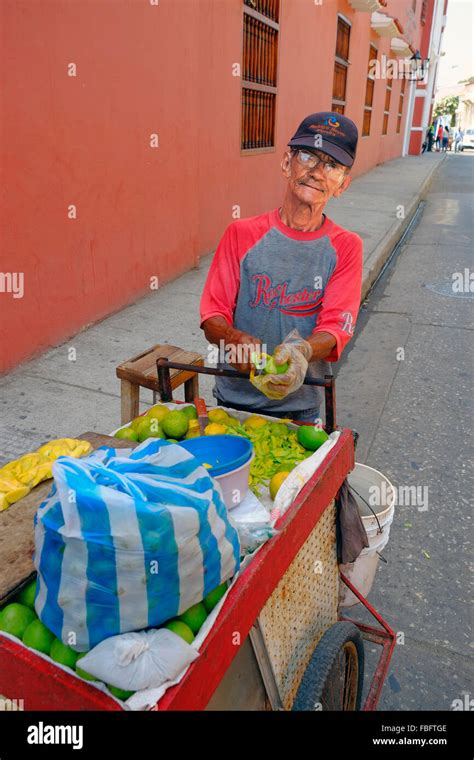 Fruit Vendor Old Cartegena Colombia South America Walled City Stock