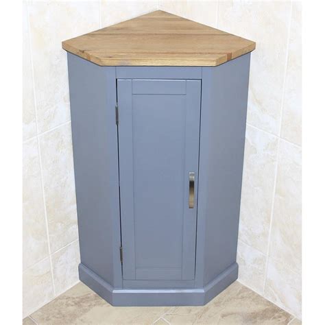 Cloakroom Corner Bathroom Vanity Painted Grey Unit Oak Top Corner