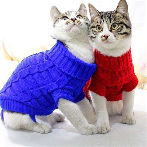 Concise Pet Cat Clothes Sweater For Cats Winter Warm Cat Etsy