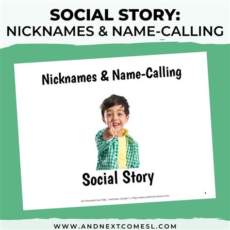 Nicknames And Name Calling Social Story And Next Comes L