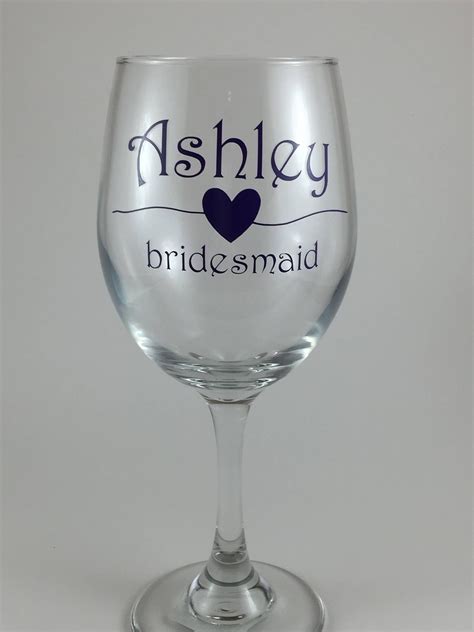 Bridesmaid Wine Glass By Designsbykayreid On Etsy Bridesmaid Wine Wine Glass Trending Outfits