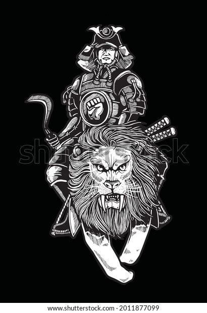 Illustration Samurai Riding Lion Stock Vector Royalty Free 2011877099 Shutterstock