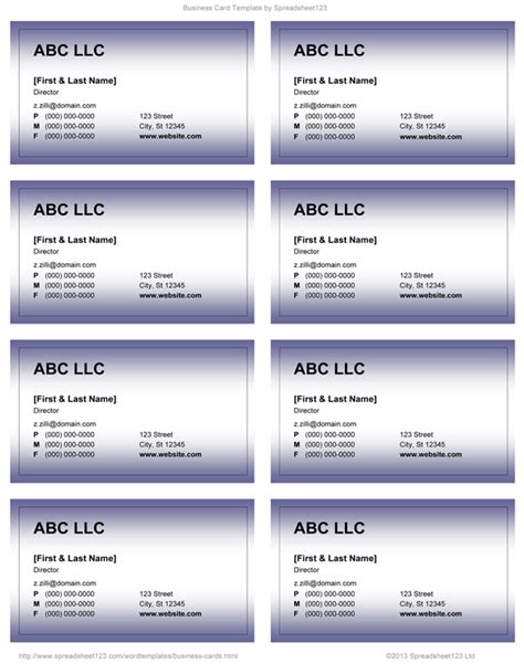 Free Printable Business Cards Microsoft Word Printable Templates