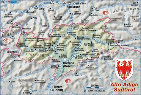 Map Of South Tyrol Alto Adige Region In Italy Welt Atlasde