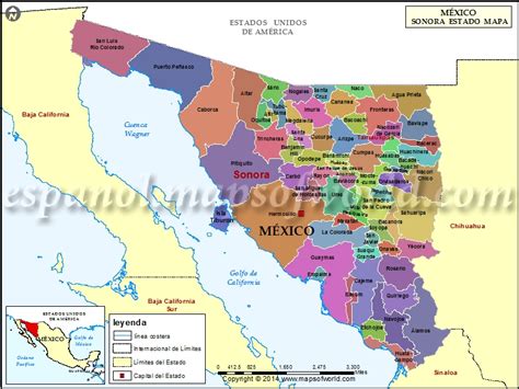 Mapa De Sonora Estado De Sonora Mexico