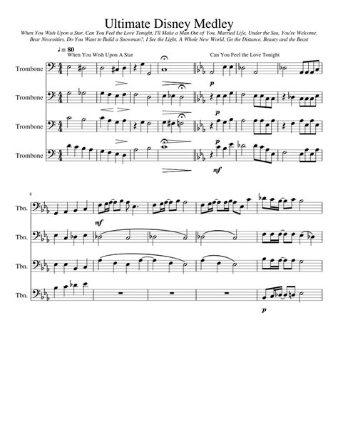 Ultimate Disney Medley Sheet Music For Trombone Download Free In Pdf Or