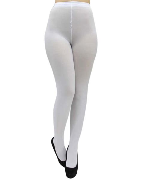 Opaque White Stretchy Pantyhose Tights Walmart Com