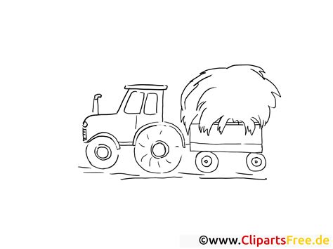 Kostenlos malvorlagen drucken und downloaden! Trecker mit Wagen - Bauernhof Bilder-Malvorlagen gratis